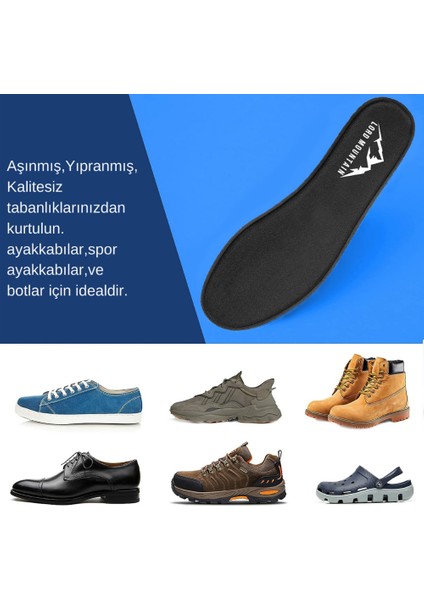 Lord Mountain Memory Foam Spor Ayakkabı Iç Tabanlık, Yumuşak Ortopedik Tabanı, Rahat Tabanlık Siyah