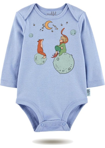 2 Li Organik "minik Prens " Baskılı Uzun Kollu Bebek Body Zıbın Uzun-Mavi-Ekru-12-21 modelleri