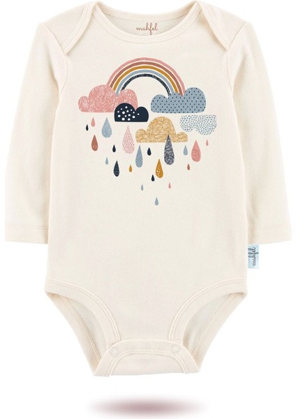 2 Li Organik "gökkuşağı" Baskılı Uzun Kollu Bebek Body Zıbın Uzun-Somon-Ekru-42-44 fiyatları