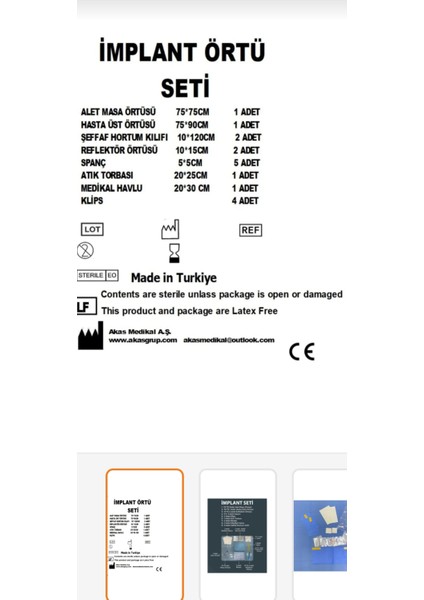 Implant Örtü Seti Steril 100 Lü fiyatları