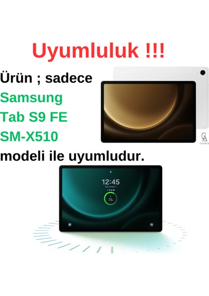 Samsung Galaxy Tab S9 Fe SM-X510 ile Uyumlu Kırılmaz Tablet Temperli Cam Ekran Koruyucu