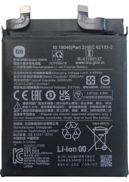 Xiaomi Mi 11T Batarya Pil BM59 5000MAH