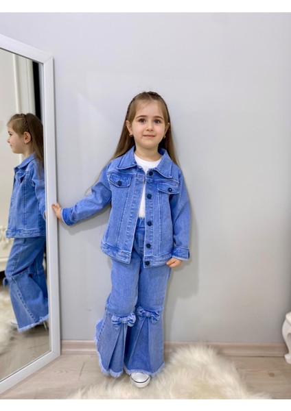 Kız Çocuk Kot Pantolon Kot Ceket Süprem Tşört