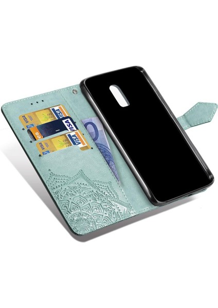 Oneplus 6t Darbeye Zarif Desen Deri Kılıf Kapak Çevirin (Yurt Dışından)