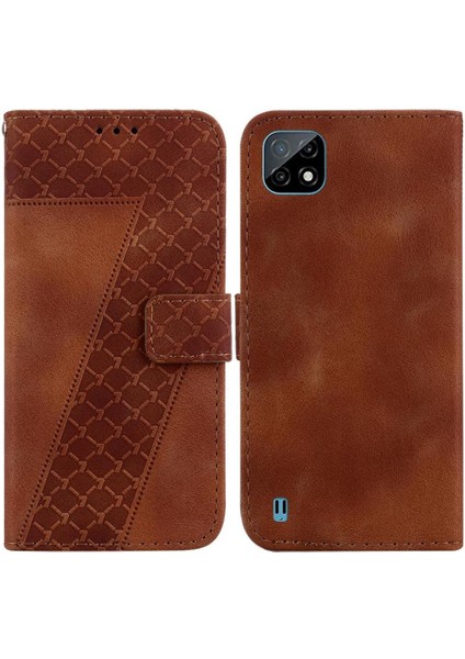 Realme C20/C11 2021 Flip Folio Kapak Için Telefon Kılıfı Kabartmalı Desen Pu (Yurt Dışından)