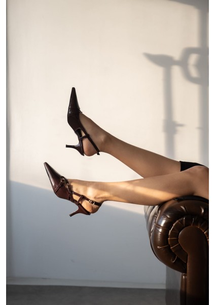 Kadın Postina Tokalı Kısa Topuklu Ayakkabı - Bordo-Rugan indirimleri