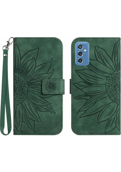 Samsung Galaxy M52 Kısa Kayış Kabartmalı Ayçiçeği Lüks Pu ile (Yurt Dışından)