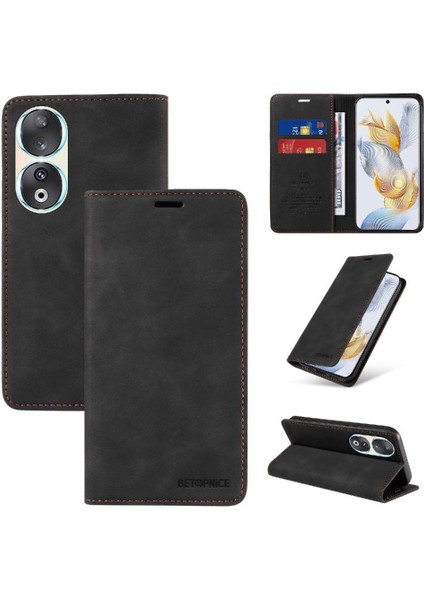 Honor Için Kılıf 90 5g Pu Deri Folio Cüzdan Manyetik Koruyucu (Yurt Dışından)