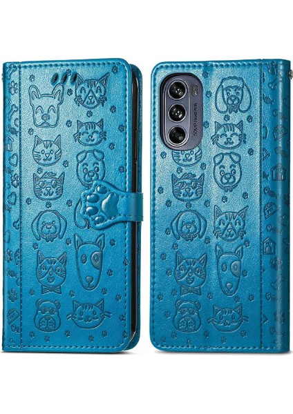 Moto G62 Flip Kapak Için Kılıf Darbeye Karikatür Hayvanlar Kısa Kayış Kılıf (Yurt Dışından)