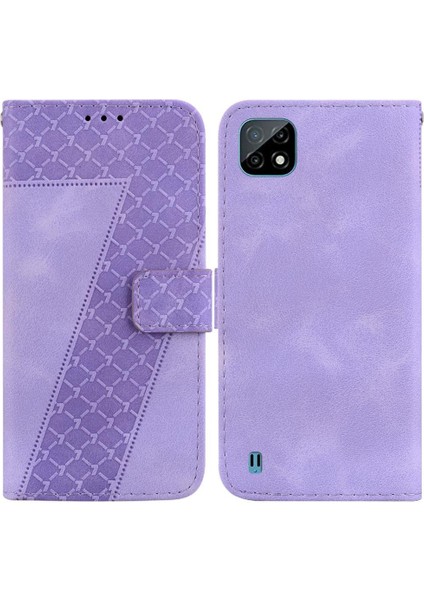 Realme C20/C11 2021 Flip Folio Kapak Için Telefon Kılıfı Kabartmalı Desen Pu (Yurt Dışından)