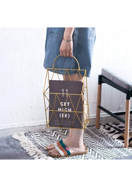 Adet Dergi Tutucu Asılı Duvara Monte Gazete Periyodik Kitap Metal Raf Depolama - Altın ve Siyah (Yurt Dışından) fırsatları