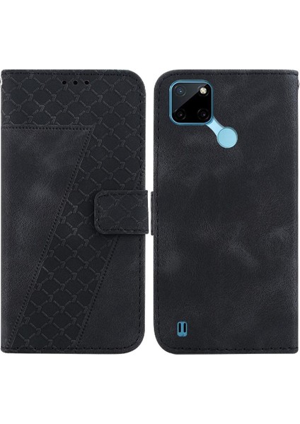 Realme C21Y/C25Y Kart Yuvası Fonksiyonu Için Telefon Kılıfı Pu Deri Flip Folio (Yurt Dışından)