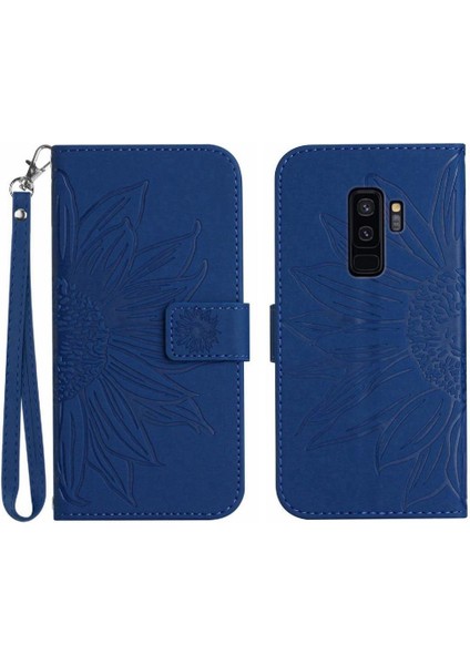 Samsung Galaxy S9 Artı Kart Yuvaları Tutucu ile Kabartmalı Ayçiçeği (Yurt Dışından)