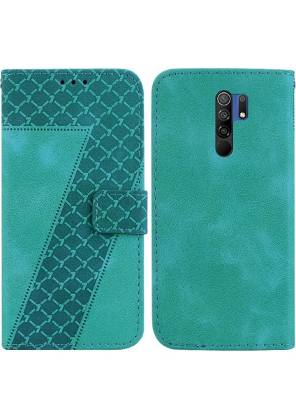 Telefon Kılıfı Için Xiaomi Redmi 9 Kabartmalı Desen Cüzdan Flip Folio Kapak Pu (Yurt Dışından)