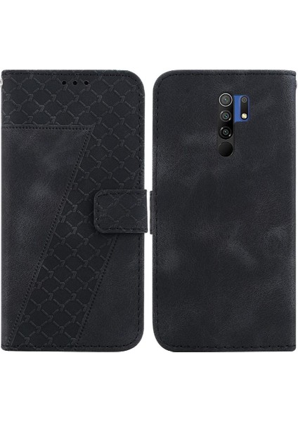 Telefon Kılıfı Için Xiaomi Redmi 9 Kabartmalı Desen Cüzdan Flip Folio Kapak Pu (Yurt Dışından)