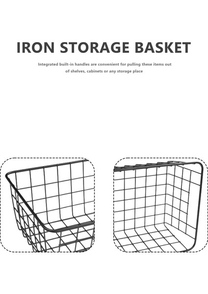 Paket Tel Saklama Sepetleri, Çiftlik Evi Metal Tel Sepet Dondurucu Depolama Organizatör Kovaları Kulplu (Siyah) (Yurt Dışından)