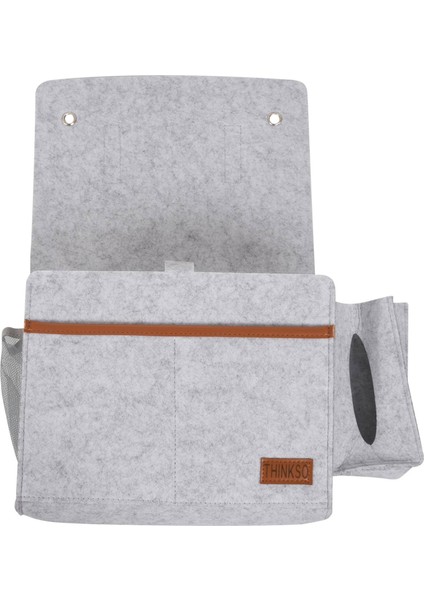 Başucu Düzenleyici, Mendil Kutusu ve Su Şişesi Tutuculu Keçe Yatak Saklama Alanı, Dergili Telefon Tableti - Açık Gri (Yurt Dışından)