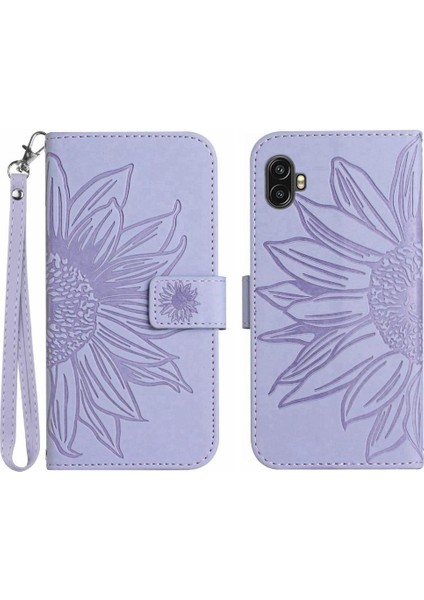 Samsung Galaxy x Kapak 6 Pro Kabartmalı Ayçiçeği Flip Cüzdan Telefon Kılıfı (Yurt Dışından)