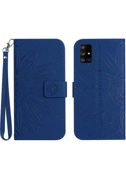 Kart Yuvaları Tutucu Kısa Kayış Kabartmalı Pu ile Samsung Galaxy M51 Için Kılıf (Yurt Dışından)