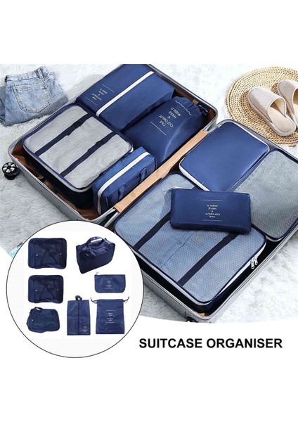 7pc Elbise Çanta Seti Ambalaj Kare Çok Fonksiyonlu Bavul Organizatör Bavul Organizatör Tatil Seyahat Kare Lacivert (Yurt Dışından) fırsatları