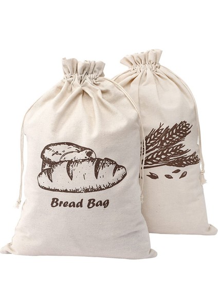 Ev Yapımı Ekmek Kabı Için Keten Ekmek Poşetleri, 2 Adet 30X40CM Ağartılmamış ve Yeniden Kullanılabilir Ekmek Saklama, Doğal Depolama (Yurt Dışından)