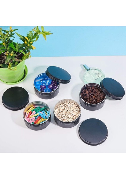 10 Paket Boş Kavanoz 80 ml Siyah Yuvarlak Alüminyum Teneke Kutular Vidalı Üst Metal Çelik Teneke Dudak Balsamı Teneke Kutu Kozmetik Kapları (Yurt Dışından)