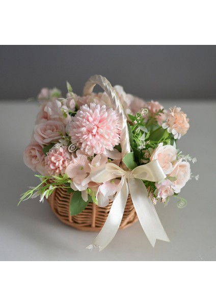 Hasır Dokuma, Saplı ve Beyaz Kurdeleli, Düğün Çiçek Kız Sepetleri, Ev Bahçe Dekorasyonu Için(L) (Yurt Dışından) indirimleri