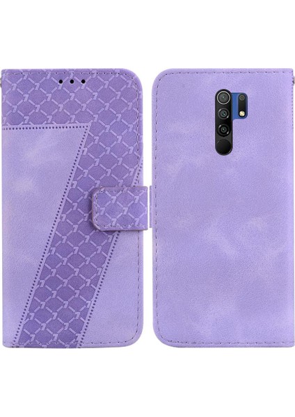 Telefon Kılıfı Için Xiaomi Redmi 9 Kabartmalı Desen Cüzdan Flip Folio Kapak Pu (Yurt Dışından)