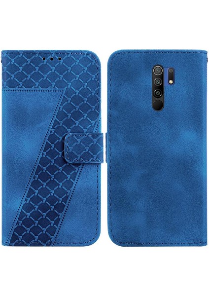 Telefon Kılıfı Için Xiaomi Redmi 9 Kabartmalı Desen Cüzdan Flip Folio Kapak Pu (Yurt Dışından)