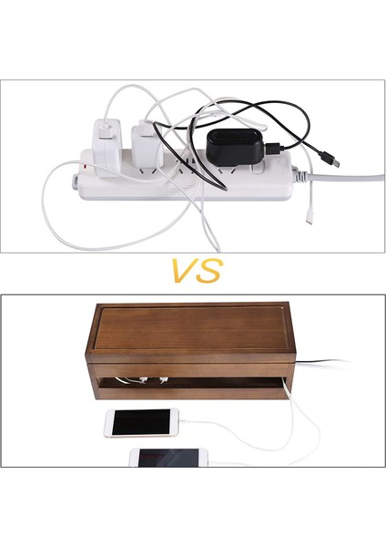 Kablo Yönetim Kutusu Ahşap Kablo Düzenleyici Kutusu Uzatma Kablosu Için Güç Şeridi Dalgalanma Koruyucu Tel (Kahve Rengi) (Yurt Dışından) fırsatları