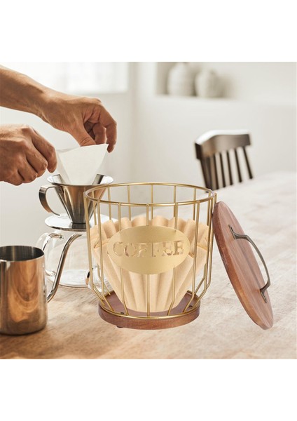 Kapaklı Kahve Filtresi Tutucu Depolama, Metal Kahve Filtresi Konteyner Sepeti, Kahve Barı Aksesuarları Dekor, Altın (Yurt Dışından) indirimleri