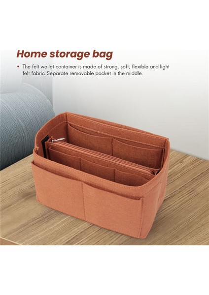 Çanta Çanta Organizatör Keçe Ekleme Çantası Makyaj Organizatör Iç Çanta Taşınabilir Kozmetik Çantaları Depolama Tote Kahve M (Yurt Dışından) indirimleri