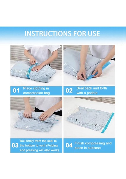 12 Paket Yeniden Kullanılabilir Rulo Sıkıştırma Torbaları, Seyahat Için 35X50CM Orta Vakumlu Saklama Torbaları, Depolama Ambalaj Torbalarından Tasarruf (Yurt Dışından) indirimleri