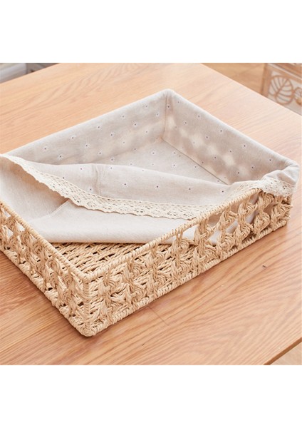 Rattan Saklama Sepetleri Dokuma Sepet Meyve Ekmeği Aperatif Saklama Tepsisi Piknik Sepeti, Gri (Yurt Dışından)