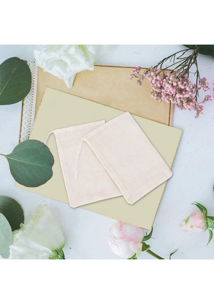 50 Paket Pamuk Muslin Çanta Çok Amaçlı Ipli Çanta Çay Takı Düğün Parti Şekeri Depolama (4x6 Inç) (Yurt Dışından)