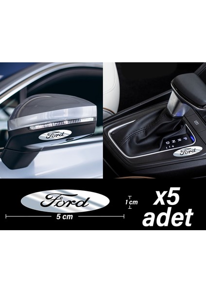 Ford Uyumlu Metal Sticker 5 Adet Oto Aksesuar Oto Sticker Çıkartma Araba