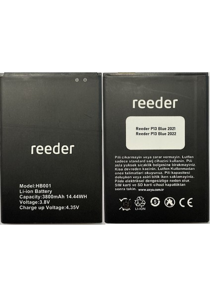 Reeder P13 Blue 2021 2022 Batarya Pil HB001