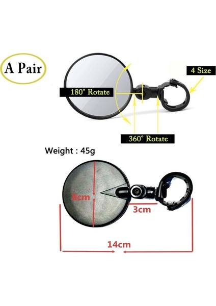5cm Uçak Tek Stil Bisiklet Dikiz Aynası Dışbükey Gidon Bisiklet Mtb Ayarlanabilir Cam Geniş Açı Dikiz Güvenlik Aynaları Sapları Evrensel Döner (Yurt Dışından)