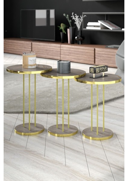 Falez Gold Zigon Sehpa – Metal Gövdeli, Altın Kenar Detaylı 34 cm Yonga Levha Tabla, Salon ve Oturma Odası için Şık Tasarım fiyatları