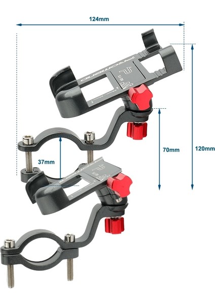 Yunjin Shop SJJ-299A Titanyum Stili 360D Rotasyon Yol Bisikleti Cep Telefonu Tutucu Standı Motosiklet Gidonkök Cep Telefonu Montaj Klipsi Mtb Aksesuarları (Yurt Dışından)