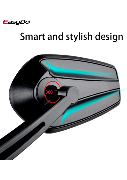 ED3306 Bir Set Stili Easydo Bisiklet Gidon Reflektör Dikiz Aynası Dağ Bisikleti Elektrikli Bisiklet Scooter Hd Geniş Menzilli Ayarlanabilir Açı Aynası (Yurt Dışından)