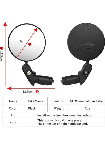 Bir Stil Bisiklet Dikiz Aynası Mtb Bisiklet Dönebilen Dikiz Aynası Paslanmaz Çelik Len Bisiklet Gidon Aynaları Bisiklet Aksesuarları (Yurt Dışından)