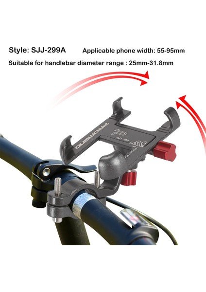 Yunjin Shop SJJ299B Titanyum Stili Promend 360 Dönebilen Bisiklet Cep Telefonu Tutucu Alüminyum Ayarlanabilir Bisiklet Tutucu Kaymaz Mtb Telefon Montaj Standı Bisiklet Braketi (Yurt Dışından)