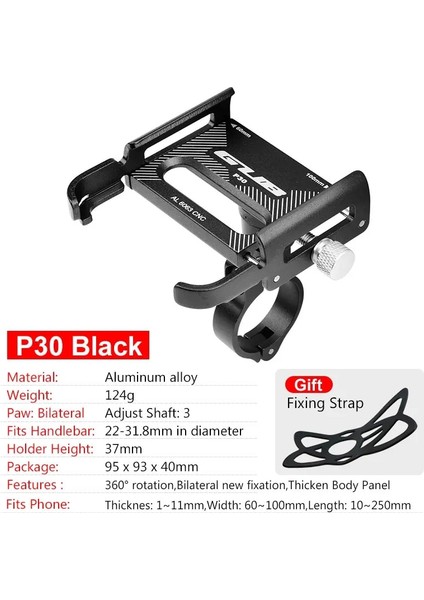 P30 Siyah Stil Gub Alüminyum Bisiklet Telefon Tutucu 3.5 "ila 7.5" Telefon Bisiklet Standı Scooter Motosiklet Montaj Desteği Gidon cl (Yurt Dışından)
