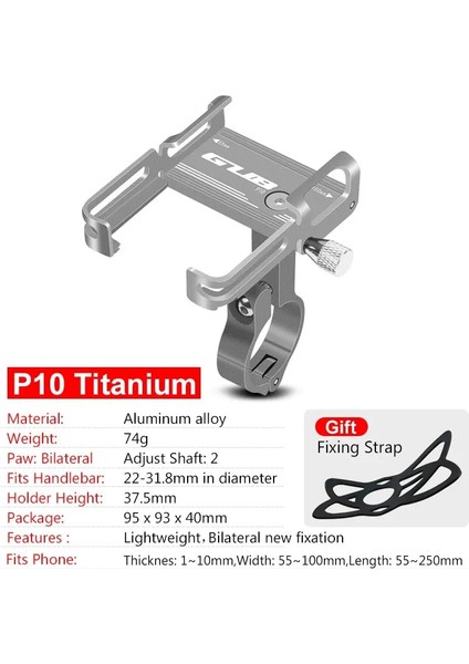 P10 Titanyum Stili Gub Alüminyum Bisiklet Telefon Tutucu 3.5 "ila 7.5" Telefon Bisiklet Standı Scooter Motosiklet Montaj Desteği Gidon cl (Yurt Dışından)