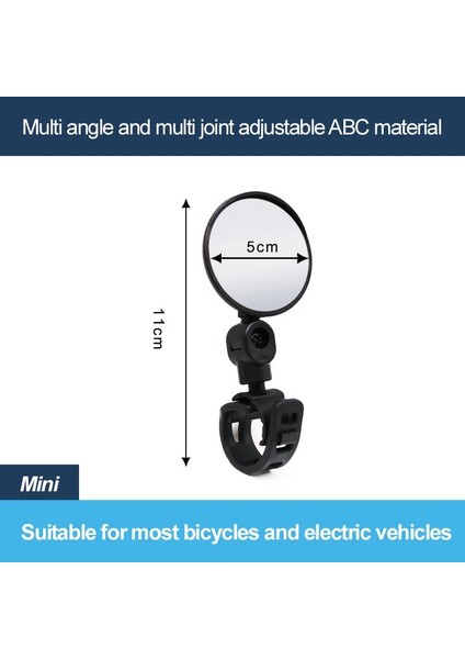 Çap 5 cm Stili Mini Bisiklet Dikiz Aynası Bisiklet Katlanır Dışbükey Dikiz Aynası Ayarlanabilir Büyük Yuvarlak Ayna Sürme Güvenlik Gidon Aynası (Yurt Dışından)
