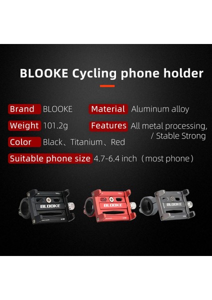 Siyah Stil Blooke Bisiklet Telefon Tutucu Bisiklet Mobil Cep Telefonu Tutucu Bisiklet Scooter Motosiklet Mtb Yol Bisikleti Scooter Koşu Bandı Evrensel (Yurt Dışından) modelleri