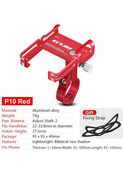 P10 Kırmızı Stil Gub Alüminyum Bisiklet Telefon Tutucu 3.5 "ila 7.5" Telefon Bisiklet Standı Scooter Motosiklet Montaj Desteği Gidon cl (Yurt Dışından)