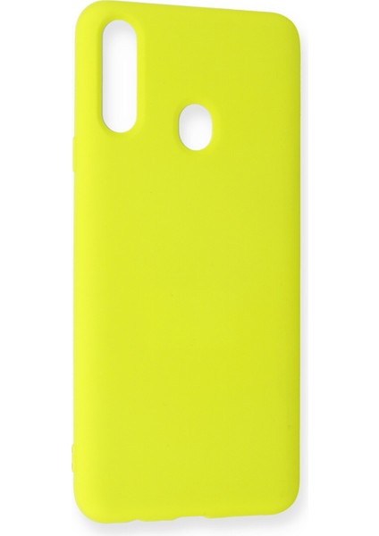 Samsung Galaxy A20S Kılıf Nano Içi Kadife Silikon - Sarı 300099