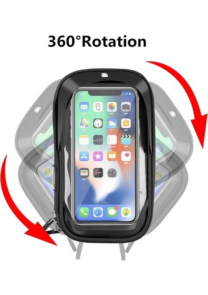 Gidon Siyah Tarzı Su Geçirmez Bisiklet Motosiklet Telefon Destek Kılıfı Çanta Telefon Gidon Dikiz Aynası Tutacağı iPhone Pro Için (Yurt Dışından)